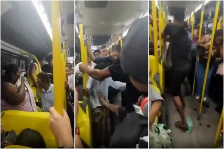 Mulher defeca em ônibus, leva chute e joga fezes em agressor no Rio.Vídeo Mulher defeca em ônibus, leva chute e joga fezes em agressor no Rio.Vídeo