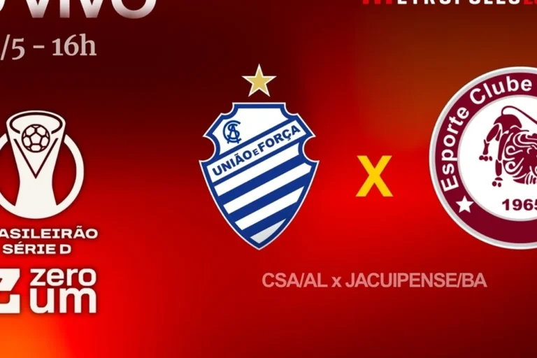 Assista agora CSA-AL x Jacuipense-BA ao vivo no Metrópoles Esportes com transmissão exclusiva hoje às 16h